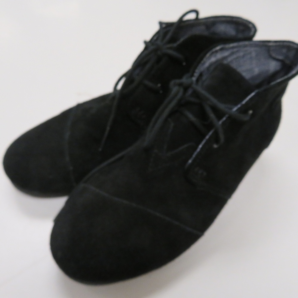 TOMS Desert Wedge Heel Ankle‎ Boots Booties Black 5